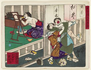 月岡芳年: from the series Famous Places and Humorous Images of Modern Life in Tokyo (Tôkyô kaika kyôga meisho) - ボストン美術館