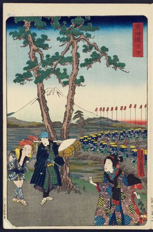 Utagawa Kunisada: Numazu, from the series Scenes of Famous Places along the Tôkaidô Road (Tôkaidô meisho fûkei), also known as the Processional Tôkaidô (Gyôretsu Tôkaidô), here called Tôkaidô - Museum of Fine Arts