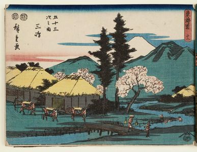 Utagawa Hiroshige, 歌川広重 (Utagawa Hiroshige I)による浮世絵「No. 12 - Mishima, from the series The Tôkaidô Road - The Fifty-three Stations (Tôkaidô - Gojûsan tsugi no uchi)」