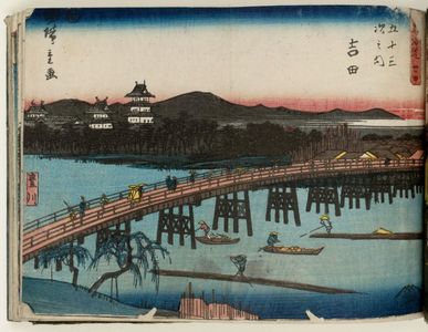 Utagawa Hiroshige: No. 34 - Yoshida: The Toyo River (Toyokawa), from the series The Tôkaidô Road - The Fifty-three Stations (Tôkaidô - Gojûsan tsugi no uchi) - Museum of Fine Arts