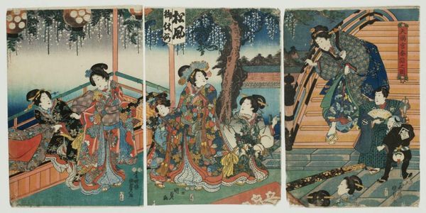 Utagawa Kunisada II: Visiting the Tenmangû Shrine (Tenmangû sankei no zu) - Museum of Fine Arts