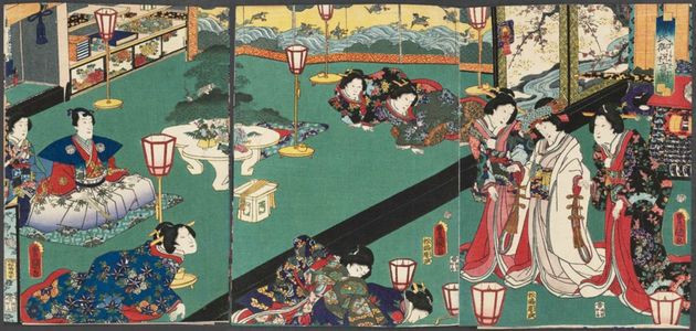 歌川国貞: Genji goshukugen no zu - ボストン美術館