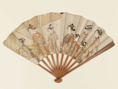 Suzuki Harunobu: Fan made from fragments of two prints - Museum of Fine Arts