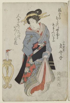 渓斉英泉: No. 3-13-8, from an untitled series of beauties - ボストン美術館