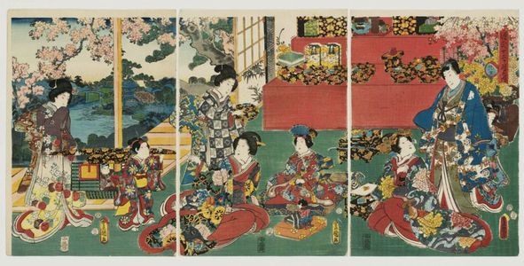 Utagawa Kunisada: The Third Month (Yayoi), from the series Genji in the Twelve Months (Genji jûnikagetsu no uchi) - Museum of Fine Arts