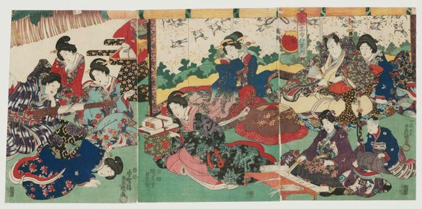 Utagawa Kunisada: The First Month (Mutsuki), from the series Annual Events for Young Murasaki (Wakamurasaki nenjû gyôji no uchi) - Museum of Fine Arts