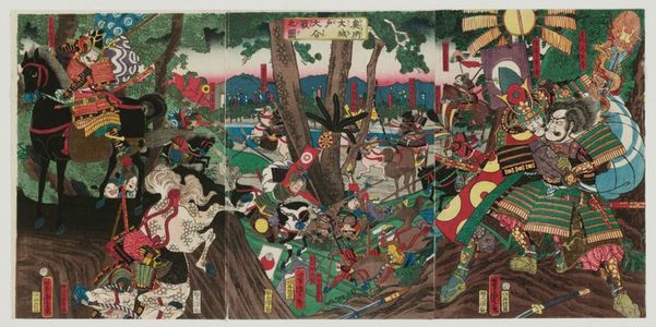 歌川芳虎: The Great Battle of Ôkido in Ôshû Province (Ôshû Ôkido ôgassen no zu) - ボストン美術館
