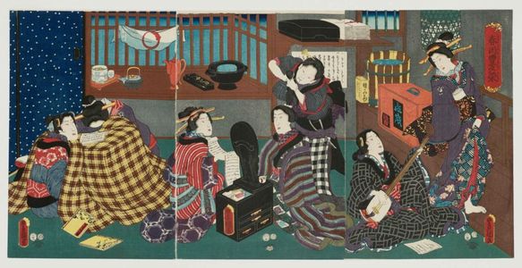 Utagawa Kunisada: Pleasures of a Rainy Spring Evening (Harusame yutaka no yûbae) - Museum of Fine Arts