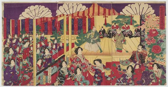 Toyohara Chikanobu: Opening of the Nô Stage at the Kôyôkan Theatre (Kôyôkan Nô dai kai no zu) - Museum of Fine Arts