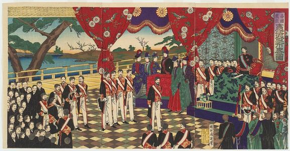 Toyohara Chikanobu: Long Live the Empire: A Sketch of the Promulgation of the Constitution (Teikoku banzai, kenpô happu ryakuzu) - Museum of Fine Arts