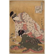 Kitagawa Utamaro: Seyama of the Matsubaya, kamuro Iroka and Yukari, from the series Six Jewel Rivers (Mu Tamagawa) - Museum of Fine Arts