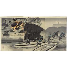 小林清親: Our Troops Landing in Taiwan in the Dead of Night (Wagagun shinya Taiwan jôriku no zu) - ボストン美術館