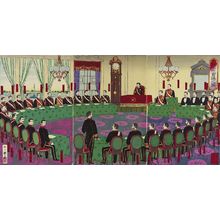 井上安治: Illustration of a Meeting of the Privy Council (Sûmitsuin kaigi no zu) - ボストン美術館