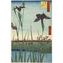 Japanese Print "Horikiri Iris Garden (Horikiri no hanashôbu), from the series One Hundred Famous Views of Edo (Meisho Edo hyakkei)" by Utagawa Hiroshige, 歌川広重 (Utagawa Hiroshige I)