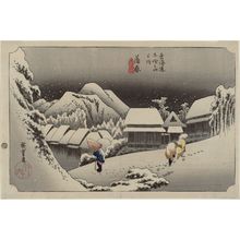 Utagawa Hiroshige: Kanbara: Night Snow (Kanbara, yoru no yuki), second ...