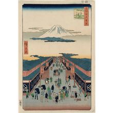 Utagawa Hiroshige, 歌川広重 (Utagawa Hiroshige I)创作的日本版画《Suruga-chô, from the series One Hundred Famous Views of Edo (Meisho Edo hyakkei)》