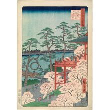 歌川広重: Kiyomizu Hall and Shinobazu Pond at Ueno (Ueno Kiyomizudô Shinobazu no ike), from the series One Hundred Famous Views of Edo (Meisho Edo hyakkei) - ボストン美術館