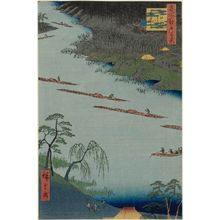 歌川広重: The Kawaguchi Ferry and Zenkôji Temple (Kawaguchi no watashi Zenkôji), from the series One Hundred Famous Views of Edo (Meisho Edo hyakkei) - ボストン美術館
