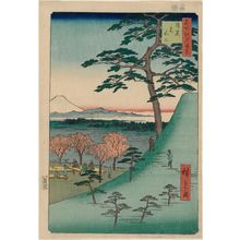 Japanese Print "Original Fuji, Meguro (Meguro Moto-Fuji), from the series One Hundred Famous Views of Edo (Meisho Edo hyakkei)" by Utagawa Hiroshige, 歌川広重 (Utagawa Hiroshige I)