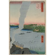 Utagawa Hiroshige: Tile Kilns and Hashiba Ferry, Sumida River (Sumidagawa Hashiba no watashi kawaragama), from the series One Hundred Famous Views of Edo (Meisho Edo hyakkei) - Museum of Fine Arts