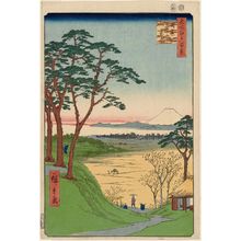 歌川広重: Grandpa's Teahouse, Meguro (Meguro Jijigachaya), from the series One Hundred Famous Views of Edo (Meisho Edo hyakkei) - ボストン美術館