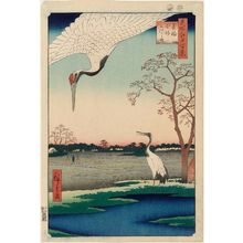 歌川広重: Minowa, Kanasugi, Mikawashima (Minowa Kanasugi Mikawashima), from the series One Hundred Famous Views of Edo (Meisho Edo hyakkei) - ボストン美術館
