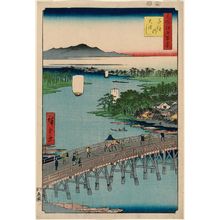 Utagawa Hiroshige: Senju Great Bridge (Senju no Ôhashi), from the series One Hundred Famous Views of Edo (Meisho Edo hyakkei) - Museum of Fine Arts