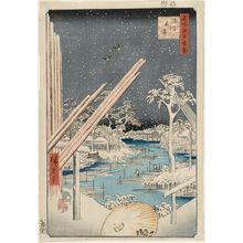 Utagawa Hiroshige: Fukagawa Lumberyards (Fukagawa Kiba), from the series One Hundred Famous Views of Edo (Meisho Edo hyakkei) - Museum of Fine Arts