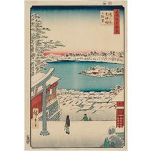 Utagawa Hiroshige: Hilltop View, Yushima Tenjin Shrine (Yushima Tenjin sakaue tenbô), from the series One Hundred Famous Views of Edo (Meisho Edo hyakkei) - Museum of Fine Arts