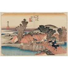 Utagawa Hiroshige: Hodogaya: Shinmachi Bridge (Hodogaya, Shinmachi-bashi), from the series Fifty-three Stations of the Tôkaidô Road (Tôkaidô gojûsan tsugi no uchi), also known as the First Tôkaidô or Great Tôkaidô - Museum of Fine Arts