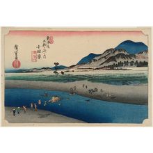 Utagawa Hiroshige: Odawara: The Sakawa River (Odawara, Sakawagawa), second (?) state, from the series Fifty-three Stations of the Tôkaidô Road (Tôkaidô gojûsan tsugi no uchi), also known as the First Tôkaidô or Great Tôkaidô - Museum of Fine Arts