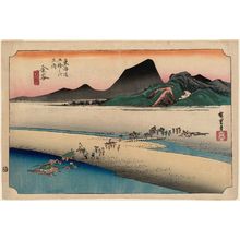 Utagawa Hiroshige: Kanaya: The Far Bank of the Ôi River (Kanaya, Ôigawa engan), from the series Fifty-three Stations of the Tôkaidô (Tôkaidô gojûsan tsugi no uchi), also known as the First Tôkaidô or Great Tôkaidô - Museum of Fine Arts