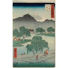 Utagawa Hiroshige: No. 36, Goyu: Motono-ga-hara and Motozaka Pass (Goyu, Motono-ga-hara Motozaka goe), from the series Famous Sights of the Fifty-three Stations (Gojûsan tsugi meisho zue), also known as the Vertical Tôkaidô - Museum of Fine Arts