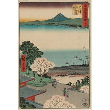 Utagawa Hiroshige: No. 54, Ôtsu: View of Lake and Town of Ôtsu from Kannon Hall of Mii Temple (Ôtsu, Miidera Kannondô yori Ôtsu no machi kosui chôbô), from the series Famous Sights of the Fifty-three Stations (Gojûsan tsugi meisho zue), a.k.a. the Vertical Tôkaidô - Museum of Fine Arts