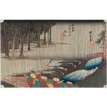 Utagawa Hiroshige: Tsuchiyama: Spring Rain (Tsuchiyama, haru no ame), from the series Fifty-three Stations of the Tôkaidô Road (Tôkaidô gojûsan tsugi no uchi), also known as the First Tôkaidô or Great Tôkaidô - Museum of Fine Arts