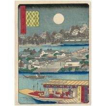 Nansuitei Yoshiyuki: Moon-viewing at Kawasaki Ferry (Kawasaki no watashi tsukimi kei), from the series One Hundred Views of Osaka (Naniwa hyakkei) - Museum of Fine Arts
