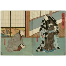Utagawa Hirosada: Actors Jitsukawa Enzaburô I as Tsuruya Denzô (R) and Nakamura Utaemon IV as Kaiya Zenkichi (L), in Yotsu no Umi Taira Chûkôden - Museum of Fine Arts