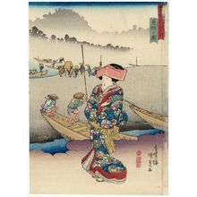 Utagawa Kunisada: View of Mitsuke (Mitsuke no zu), from the series Fifty-three Stations of the Tôkaidô Road (Tôkaidô gojûsan tsugi no uchi) - Museum of Fine Arts