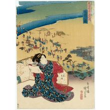 Utagawa Kunisada: View of Shimada (Shimada no zu), from the series Fifty-three Stations of the Tôkaidô Road (Tôkaidô gojûsan tsugi no uchi) - Museum of Fine Arts