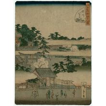 二歌川広重: No. 28, Hachiman Shrine at Fukagawa (Fukagawa Hachiman), from the series Forty-Eight Famous Views of Edo (Edo meisho yonjûhakkei) - ボストン美術館
