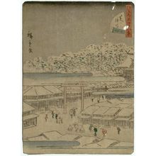 二歌川広重: No. 32, Shiba Shinmei Shrine, from the series Forty-Eight Famous Views of Edo (Edo meisho yonjûhakkei) - ボストン美術館