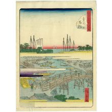 二歌川広重: No. 34, Kanasugi Bridge (Kanasugi-bashi), from the series Forty-Eight Famous Views of Edo (Edo meisho yonjûhakkei) - ボストン美術館