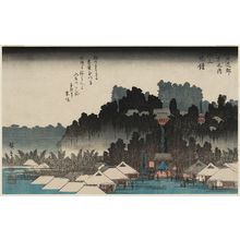 歌川広重: Evening Bell at Ikegami (Ikegami no banshô), from the series Eight Views in the Environs of Edo (Edo kinkô hakkei no uchi) - ボストン美術館