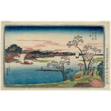 Utagawa Hiroshige: Leafy Cherry Trees on the Sumida River (Sumidagawa hazakura no kei), from the series Famous Places in the Eastern Capital (Tôto meisho) - Museum of Fine Arts