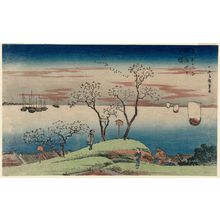 Utagawa Hiroshige: Evening Cherry Blossoms at Goten-yama (Goten-yama no yûzakura), from the series Famous Places in the Eastern Capital (Tôto meisho) - Museum of Fine Arts