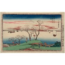 Utagawa Hiroshige: Evening Cherry Blossoms at Goten-yama (Goten-yama no yûzakura), from the series Famous Places in the Eastern Capital (Tôto meisho) - Museum of Fine Arts