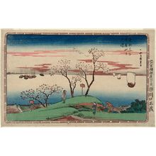 歌川広重: Evening Cherry Blossoms at Goten-yama (Goten-yama no yûzakura), from the series Famous Places in the Eastern Capital (Tôto meisho) - ボストン美術館