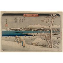 歌川広重: Twilight Snow at Uchikawa (Uchikawa bosetsu), from the series Eight Views of Kanazawa (Kanazawa hakkei) - ボストン美術館