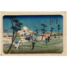 Keisai Eisen: No. 8, Kônosu: Distant view of Fuji at Fukiage (Kônosu, Fukiage Fuji enbô), from the series The [Sixty-nine Stations of the] Kisokaidô - Museum of Fine Arts