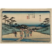 Utagawa Hiroshige: No. 68 (sic; actually 69), the Crossroad at Kusatsu (Kusatsu oiwake), from the series The Sixty-nine Stations of the Kisokaidô Road (Kisokaidô rokujûkyû tsugi no uchi) - Museum of Fine Arts